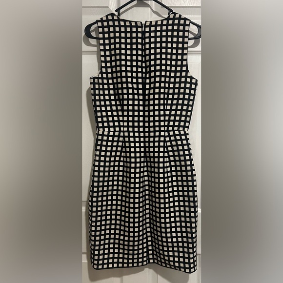 J. Crew Women’s Sleeveless Silk Black and White Grid Midi Dress Lined Sz. 0 - Picture 4 of 6